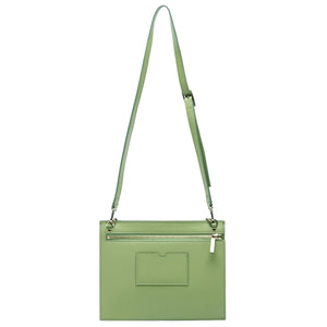 Calf Quinn Chain Clutch - Sage