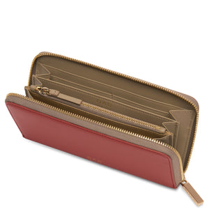 Calf Continental Carryall Wallet - Rosewood + Taupe