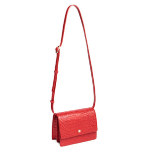 Croco Mini Messenger Courier - Rouge