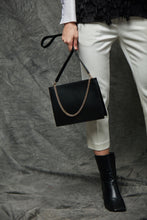Load image into Gallery viewer, Calf Quinn Chain Clutch - True Black
