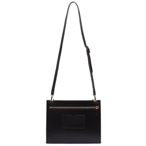 Calf Quinn Chain Clutch - True Black